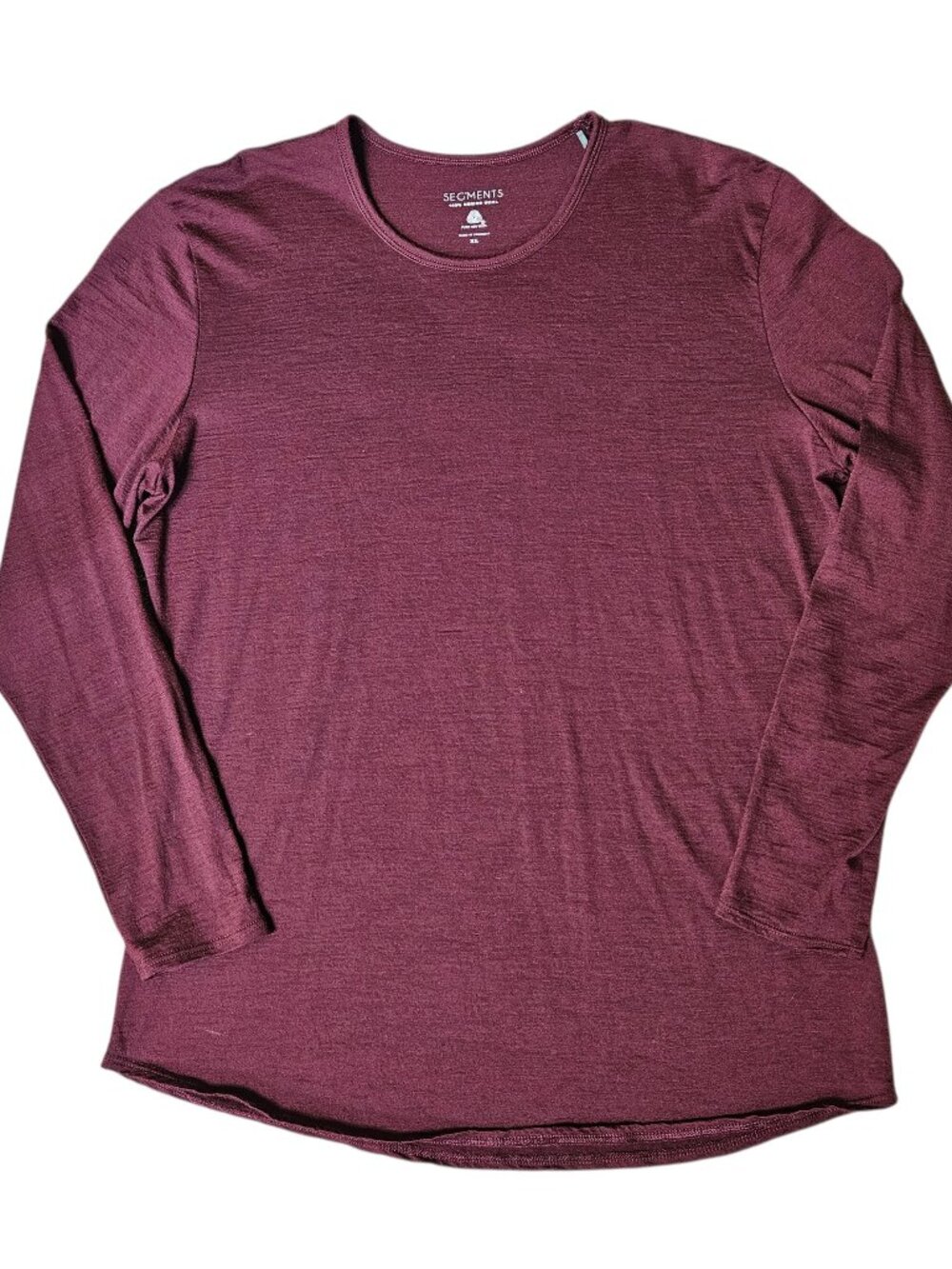 Seg'ments 100% Merino Wool Base Layer Shirt Womens XL Burgundy Long Sleeve Ski